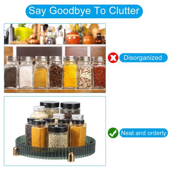 Lazy Susan Turntable Large Rotating Spice Racks Kitchen Organizer 11.02" Green - Picture 4 of 6